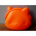 Eco Friendly Mixed Silicone Orange Little Cat Head Silicone Coin Purse Wallets For Kids